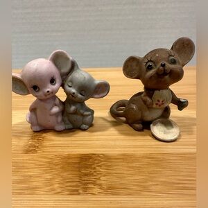 Vintage Josef Original Mice Figurines. Mouse Nibbles . Made in Japan.